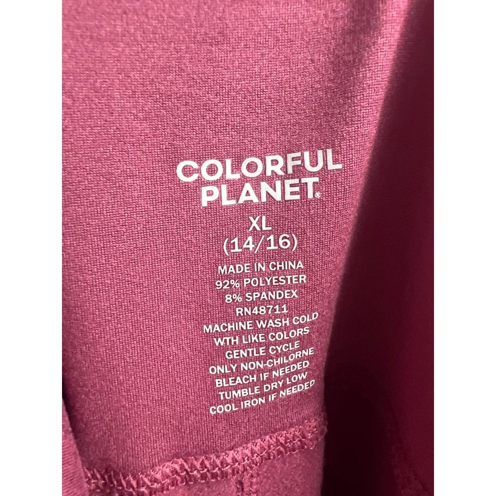 Colorful Planet Kids XL 14/16 Flare‎ Leggings and Ribbed Tee Set Maroon Dance